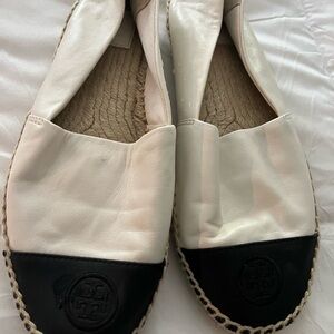 Tory Burch Black and Cream Espadrilles